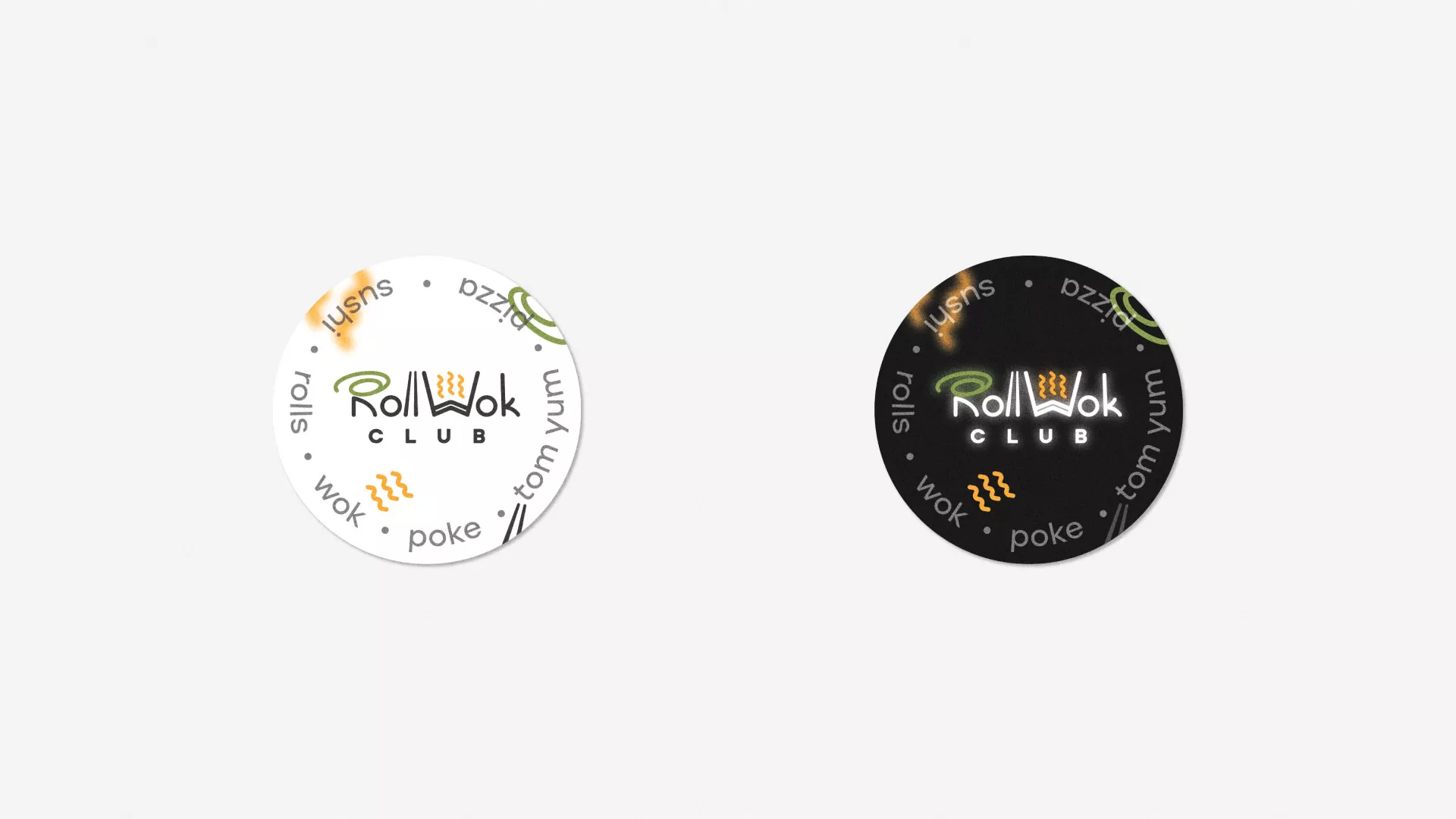 Разработка наклеек для суши-бара «Roll Wok Club» в Красном Селе